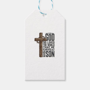 John 3_16 Cross Vintage Engraving Christian Design Gift Tags