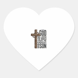 John 3_16 Cross Vintage Engraving Christian Design Heart Sticker