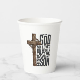 John 3_16 Cross Vintage Engraving Christian Design Paper Cups