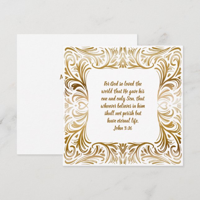 John 3:16 Custom Name Golden Unique Christmas  Holiday Card (Front/Back)
