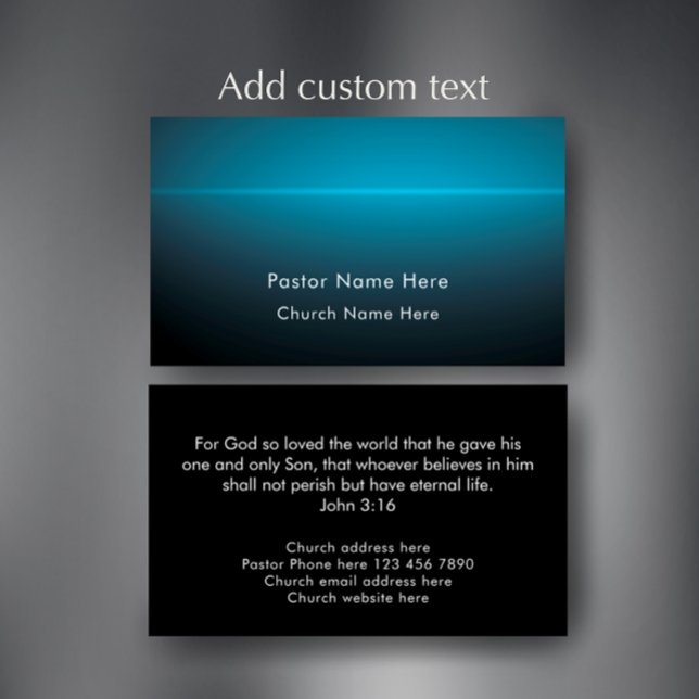 John 3:16 Custom Scripture Christian Church Pastor Business Card (Custom text Bible scripture card. John 3:16 verse on a pastor business card. Modern blue template.
)