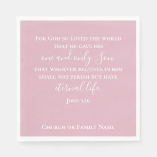 John 3:16   Custom Text Pink Christian Easter Napkin