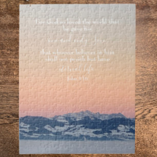 John 3:16 Custom Text   Swiss Alps Original Photo Jigsaw Puzzle