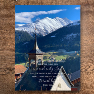 John 3:16 Custom Text Swiss Alps Original Photo Postcard