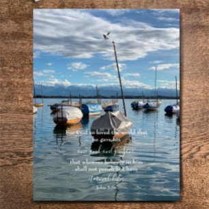 John 3:16 Custom Text Swiss Lake Original Photo Postcard