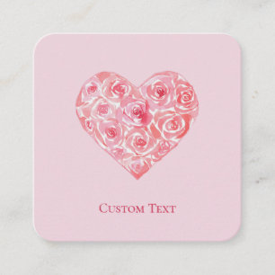 John 3:16 Custom Text Watercolor Heart Valentine Square Business Card