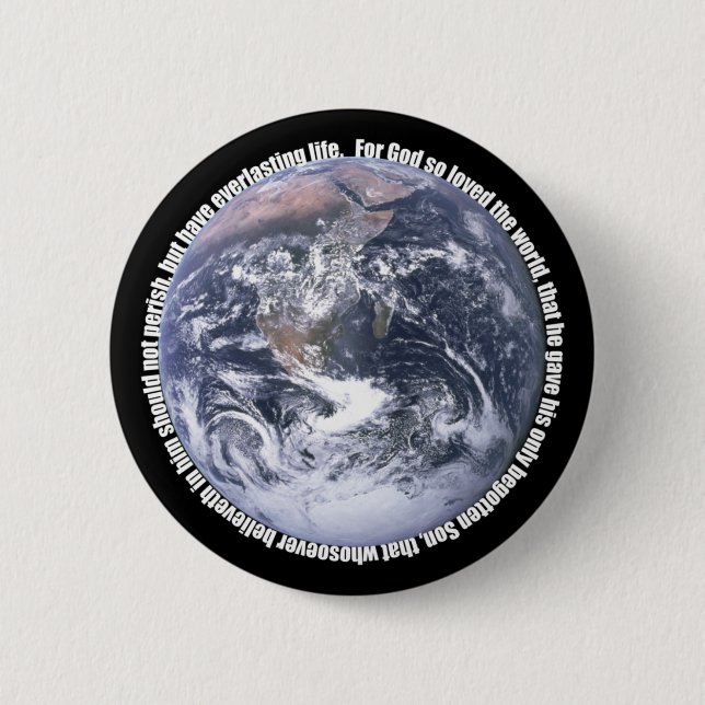John 3:16-Earth Christian Button (Front)