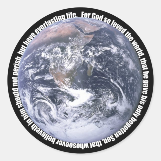 John 3:16-Earth-Sticker Classic Round Sticker (Front)