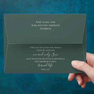 John 3:16 Elegant Modern Green Christmas Card Envelope