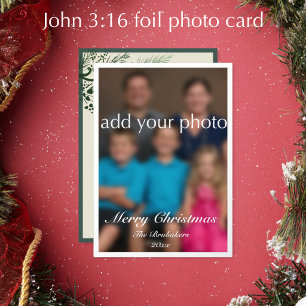 John 3:16 Elegant Modern Greenery Photo Christmas