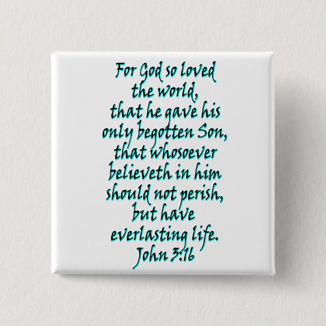 John 3:16 English 15 Cm Square Badge (Front)