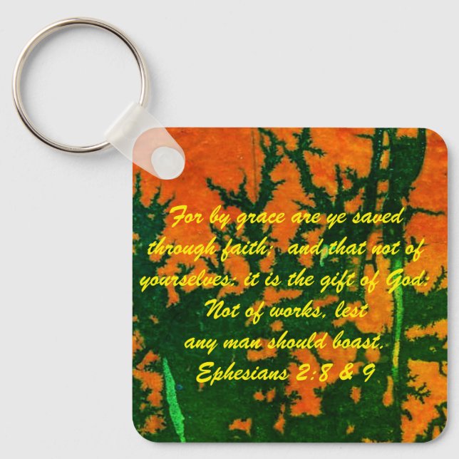 John 3:16 & Ephesians2:8 & 9 Bible truth Keychain (Front)