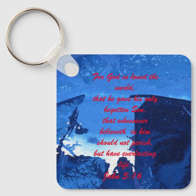 John 3:16 & Ephesians2:8 & 9 Bible truth Keychain (Front)