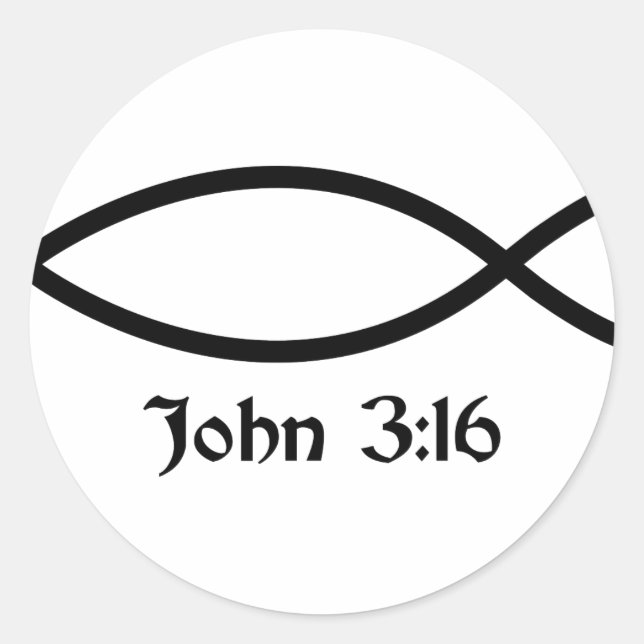John 3:16 Fish Classic Round Sticker (Front)