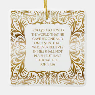 John 3:16 For God So Loved - Elegant Christmas   Ceramic Ornament