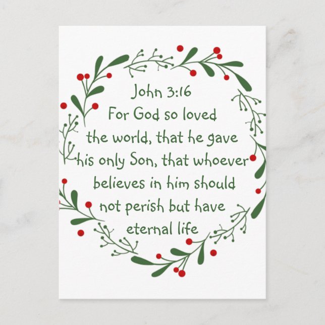 John 3:16 For God so loved the world Christmas Postcard (Front)