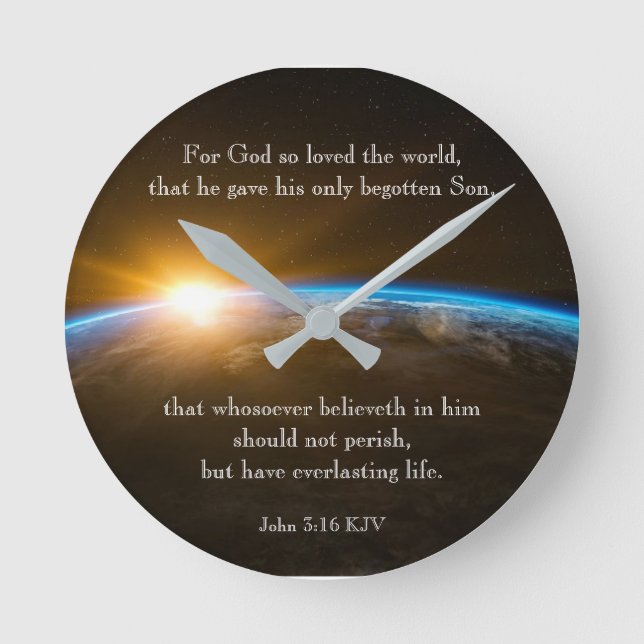 John 3:16 - for God so loved the world Round Clock (Front)