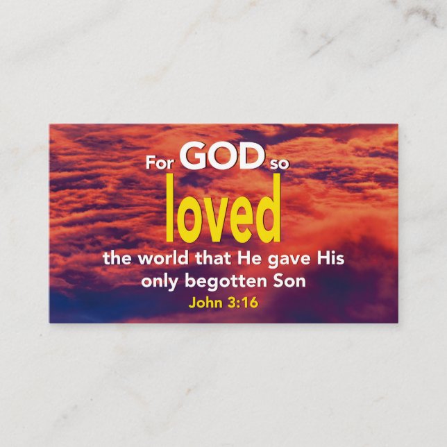 John 3:16 | FOR GOD SO LOVED THE WORLD Scripture Business Card (Front)