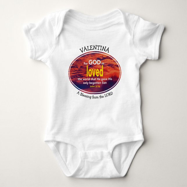 John 3:16 | FOR GOD SO LOVED WORLD Custom Photo Baby Bodysuit (Front)