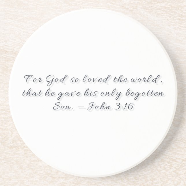 John 3:16, Gift Sandstone Coaster (Front)