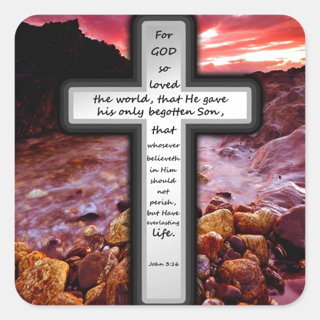John 3:16 Gifts Square Sticker (Front)