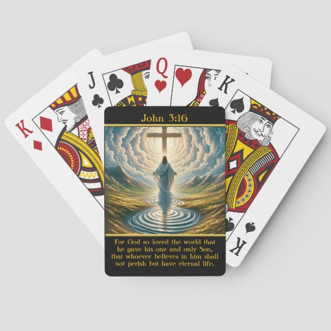 John 3:16 Glorious Cross Sea Vision Playing Cards (Back)