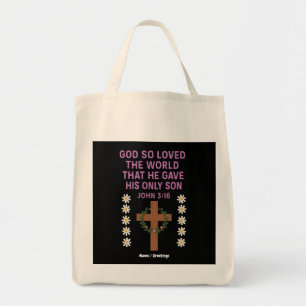 John 3:16 God Gave His Only Son Christian Cross Tote Bag
