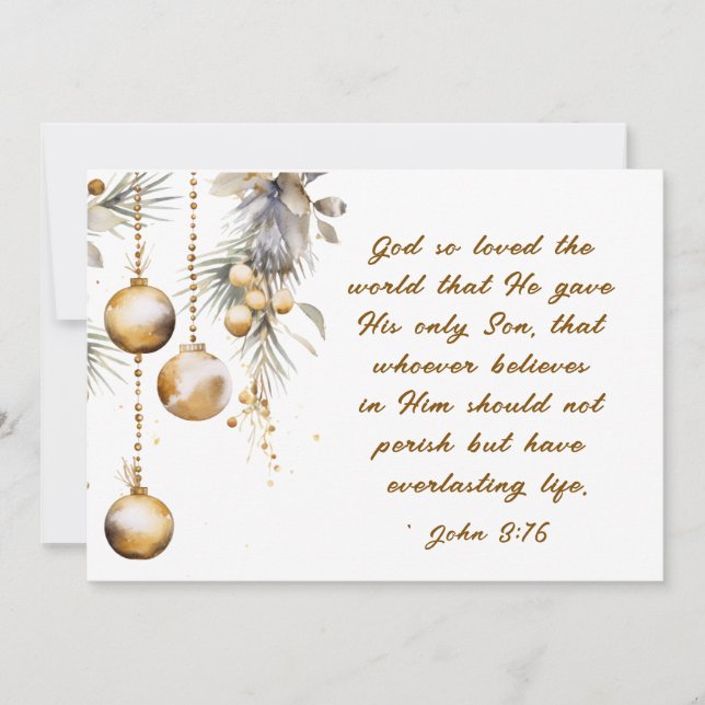 John 3:16 God so Loved the World Bible Christmas Holiday Card (Front)