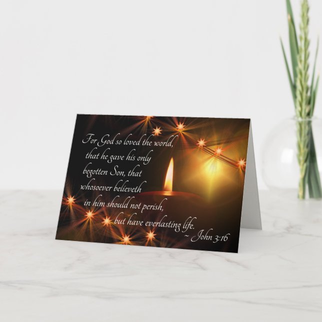 John 3:16 God so loved the world, Christmas Candle Holiday Card (Front)