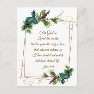 John 3:16 God so Loved the World Christmas Postcard