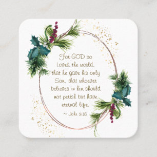 John 3:16 God so Loved the World Christmas Square Business Card