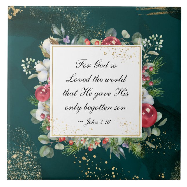 John.3:16 God so Loved the World, Christmas Tile (Front)
