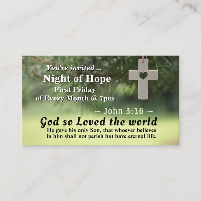 John 3:16 God so Loved the World Church Event Business Card (Front)