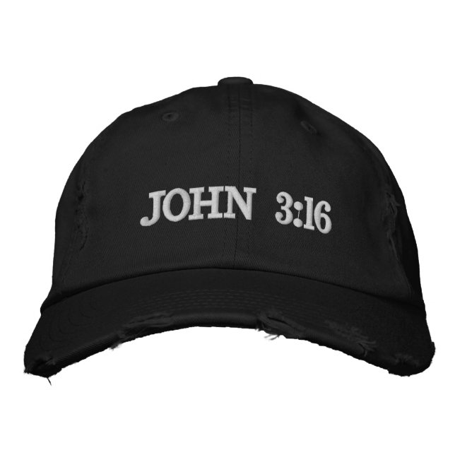 John 3:16 Grace Verses White Embroidery Christian Embroidered Hat (Front)