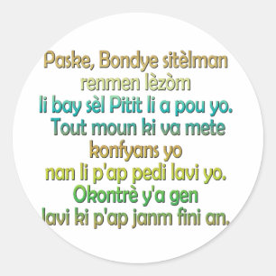 John 3:16 Haitian Creole Classic Round Sticker