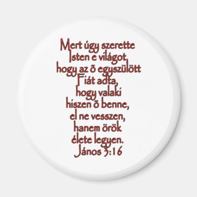 John 3:16 Hungarian Magnet (Front)