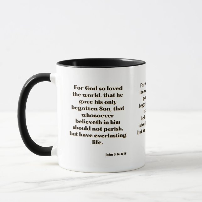 John 3:16 KJV Bible Verse Two-Tone Mug (Left)
