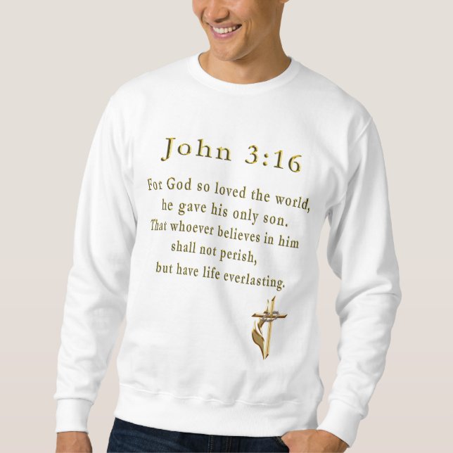 John 3:16 mens christian clothing sweatshirt (Front)