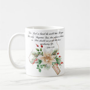 John 3:16 - Merry Christmas Scripture Floral Coffee Mug