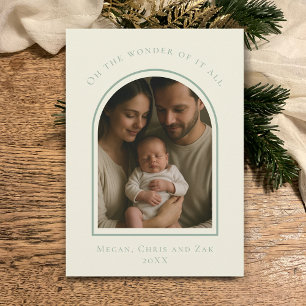 John 3:16 Modern Sage Elegant Arch Christmas Photo Holiday Card
