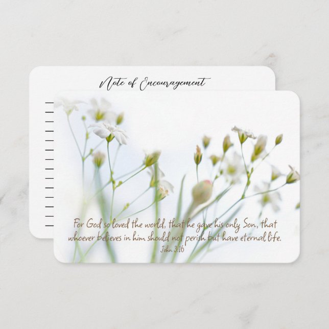 John 3:16 Note of Encouragement Floral Card (Front/Back)