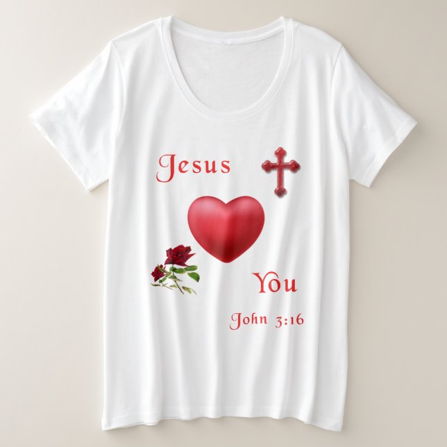 John 3:16 plus size T-Shirt (Design Front)