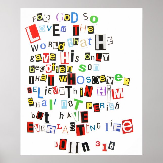 John 3:16 Ransom Note Poster (Front)