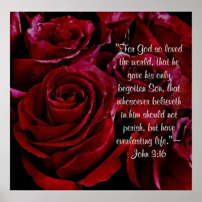 John 3:16 red roses print (Front)