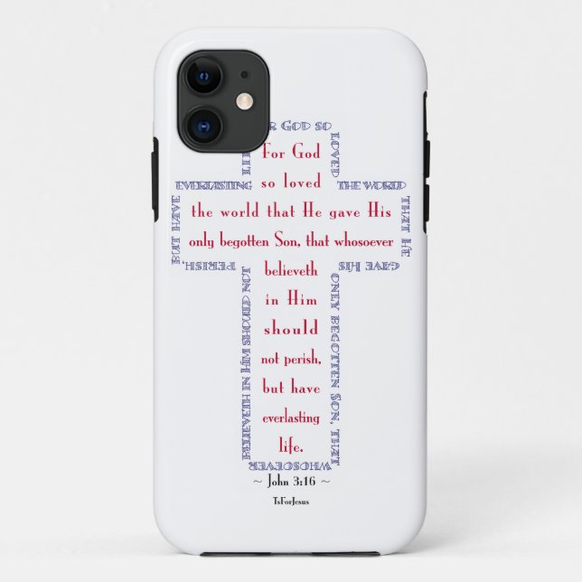 John 3:16 Red, White and Blue Cross Case-Mate iPhone Case (Back)