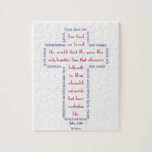 John 3:16 Red, White and Blue Cross Jigsaw Puzzle
