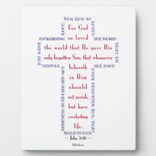 John 3:16 Red, White and Blue Cross Plaque