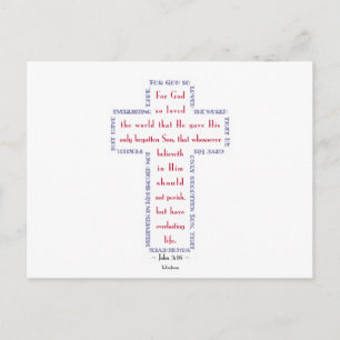 John 3:16 Red, White and Blue Cross Postcard