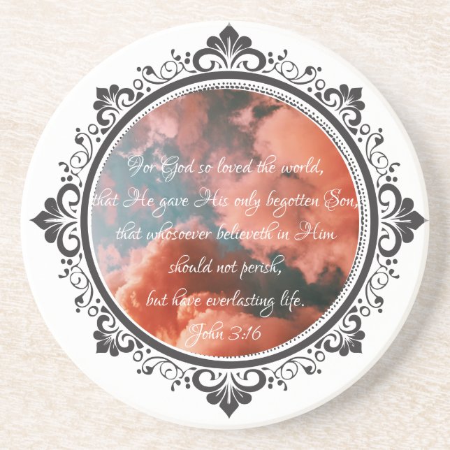 John 3:16 Sandstone Coaster (Front)
