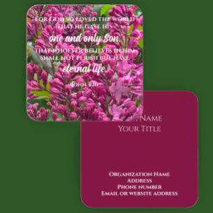 John 3:16 Scripture Card Flower Photo Custom Text